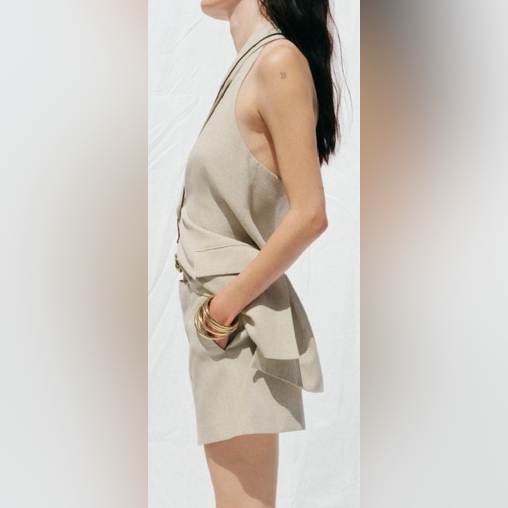 Zara halter linen vest and short